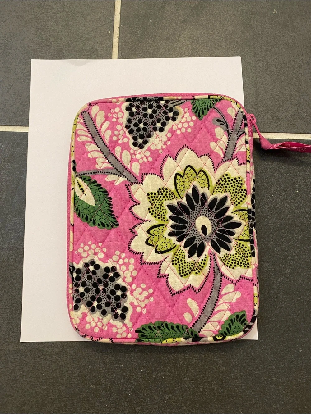 Vera Bradley Quilted Pink Floral Zipper Pouch